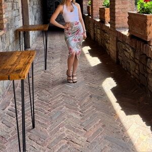 Express floral satin maxi skirt with slit